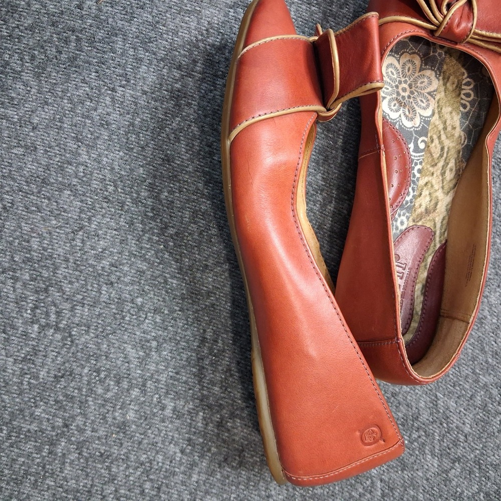 Born Leather Ballet Flats Orange Bow Slip On Shoes W92152 VBEJ10 Womens 8.5 40 - Picture 12 of 15